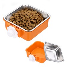 Crate Dog Bowl Square Pet Feeder Bowl Orange 17.7oz