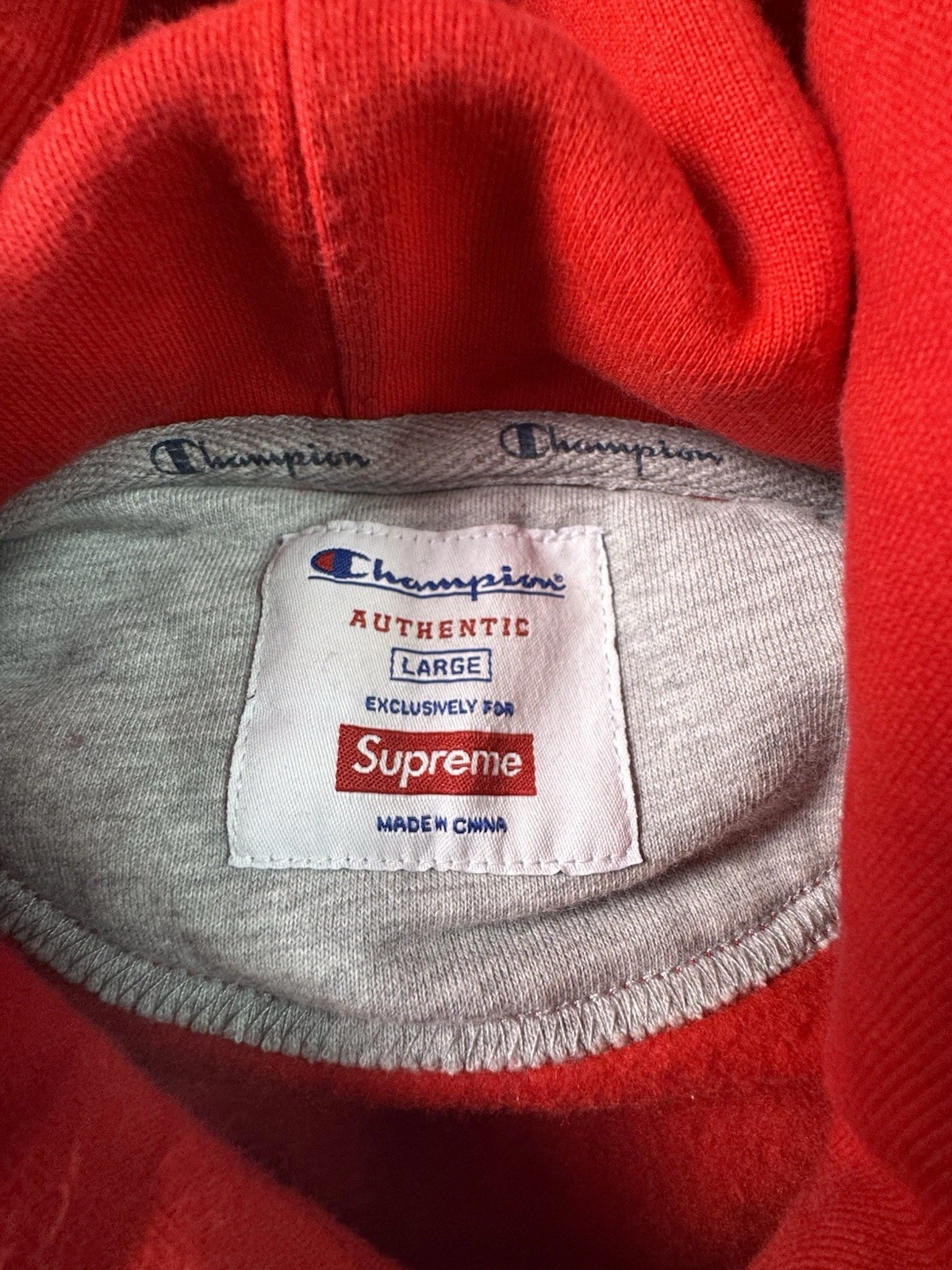 Rara felpa con cappuccio Supreme x Champion Color Block Rosso Nero (2018) Large