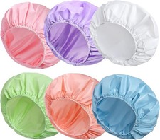 6 PCS Shower Caps for Women, Double Side Waterproof Shower Cap, Reusable Elastic