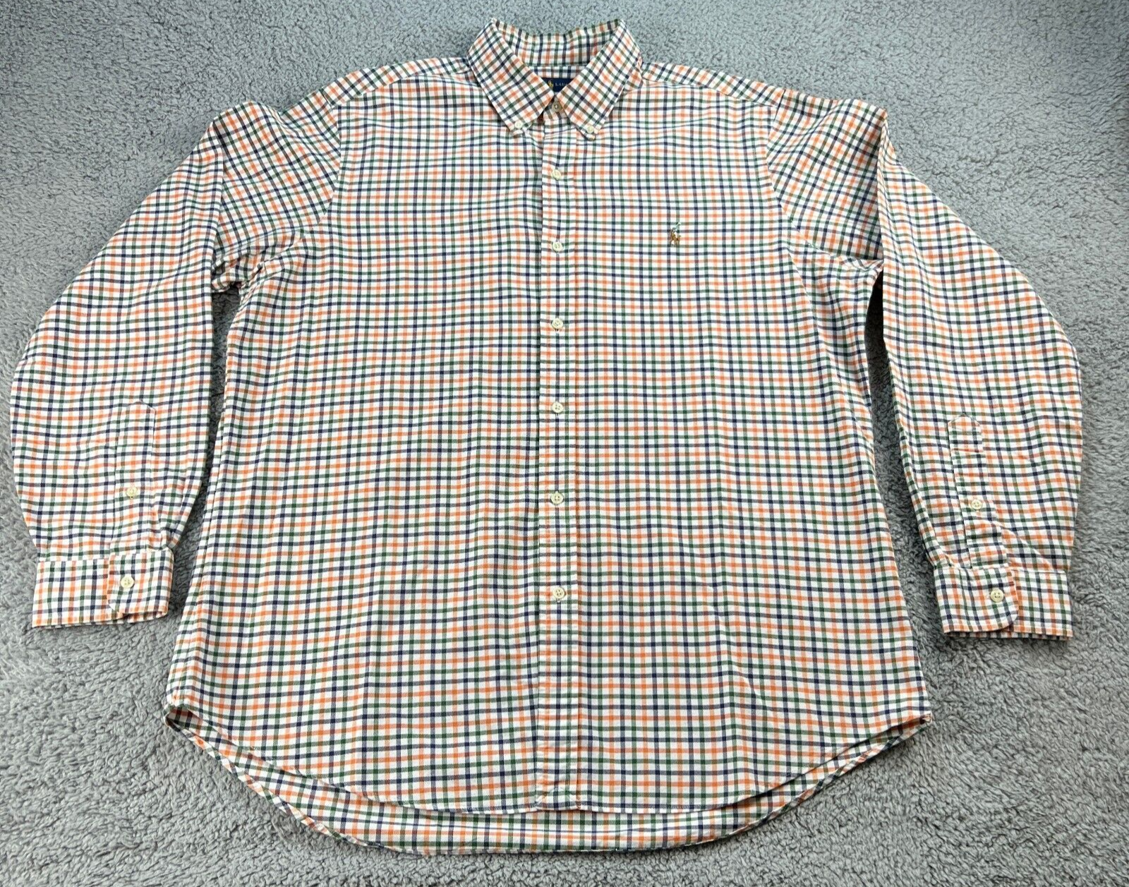 Polo Ralph Lauren Flesh Pony camicia uomo XL manica lunga bottoni colletto a quadri