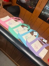 4 2025 TRADER JOE'S LIMITED EDITION PASTEL MINI CANVAS TOTE BAGS EASTER JOES