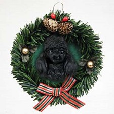 Wreath Xmas Ornament POODLE BLACK Dog Christmas Ornament RETIRED
