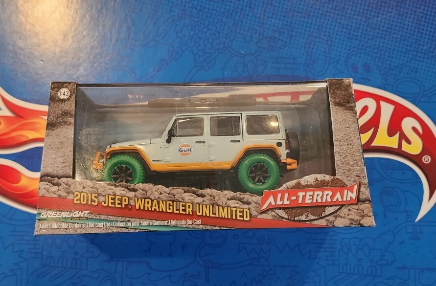 Greenlight Green Machine 2015 JEEP Wrangler Gulf Racing Series Green Tire Chase!