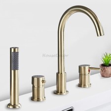 Bathroom Sink Side Handheld Faucet 4 Hole Bath Tub Filler Tap Shower Mixer Tap
