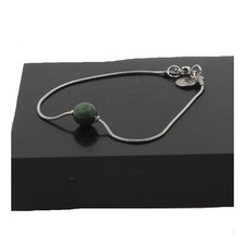 Braccialetto IN Acciaio Inossidabile 1 Perla Azzurrite Crisocolla 8 Mm. Franco