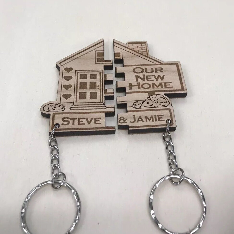 x PERSONALISED Our First Home KEYRINGS House Warming New UK