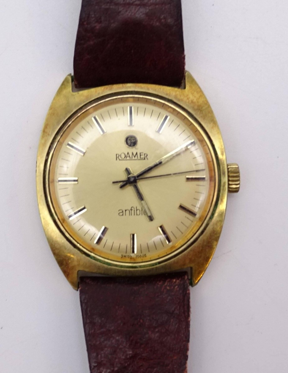 Roamer Watches Roamer Uhr Gold Alt Rare 1960s Men's ROAMER ANFIBIO