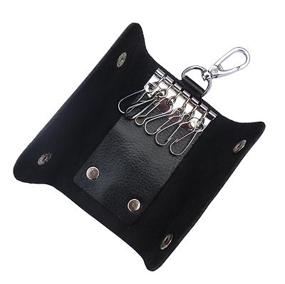 6 KEYS -/" GIFT /" SR New BLACK Soft Leather Key HoldeR