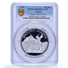 Albania 25 leke Skanderbeg Victory Sword Dancers PR68 PCGS silver coin 1970