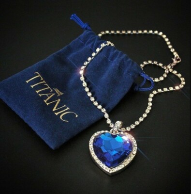 MIXIA Romantic Blue Sapphire Heart Of The Ocean Jewelry Set - Necklace & Earrings With CZ Crystals For Women, Wedding & Bridal