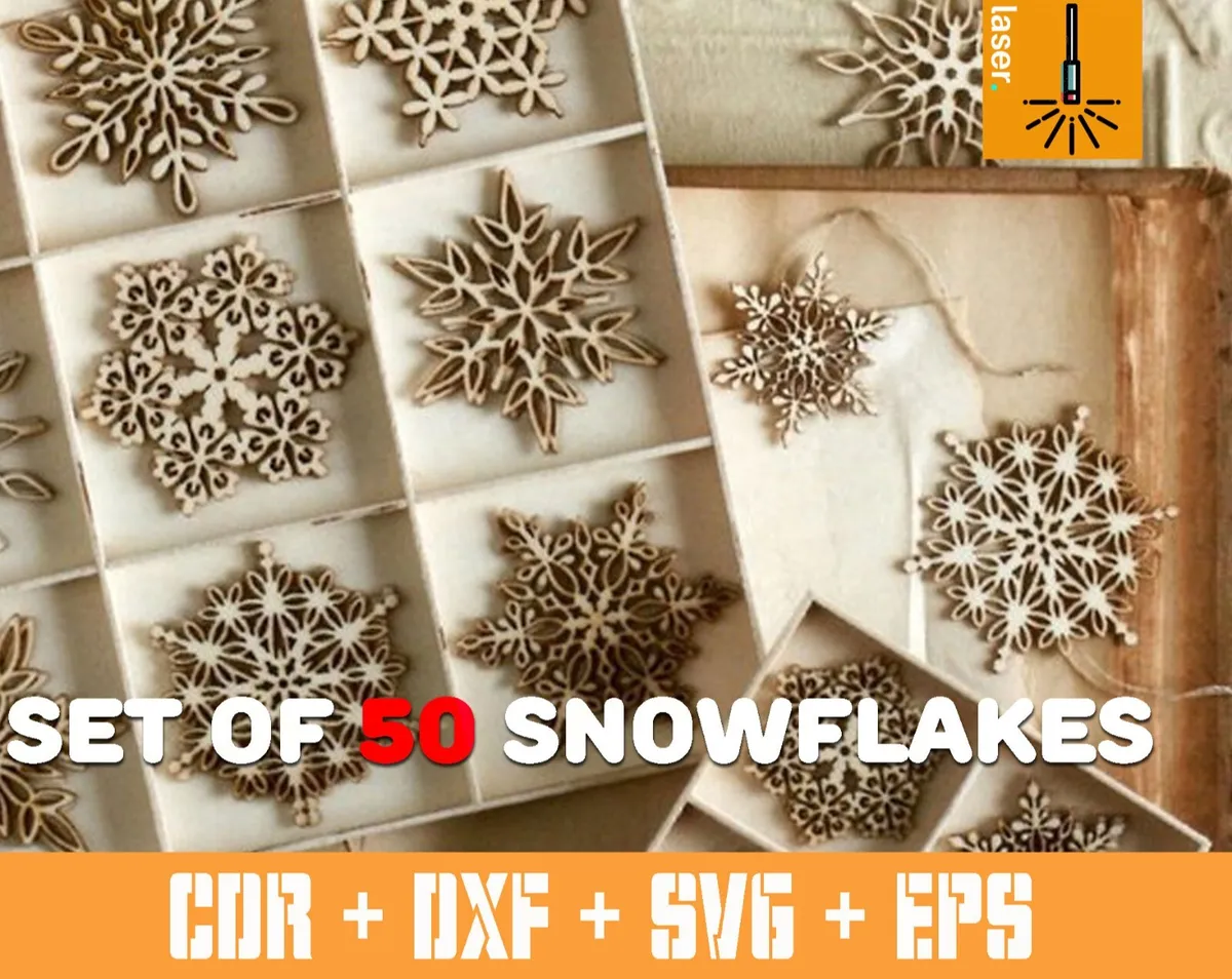 SET of 50 Christmas Snowflakes decorations