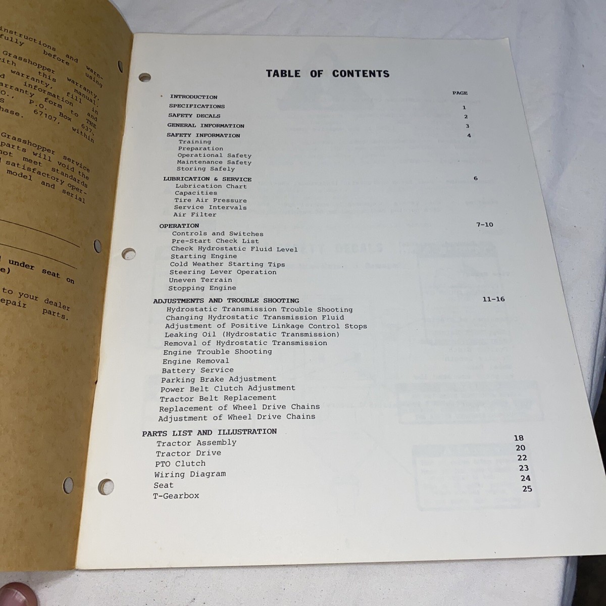 Grasshopper Mower Model 1210 Operator's Manual & Parts List | eBay