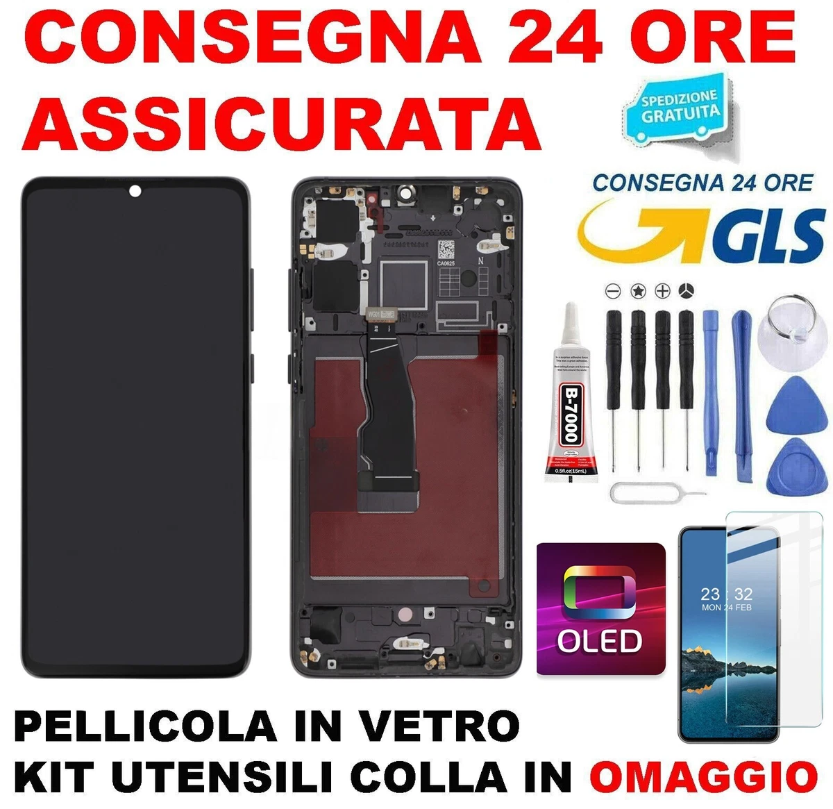 Ecran LCD et Vitre Tactile Oled avec Châssis Aurora Blue pour Huawei