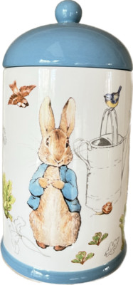 Beatrix Potter Peter Rabbit In Garden Easter Cookie Treat Jar Canister NEW