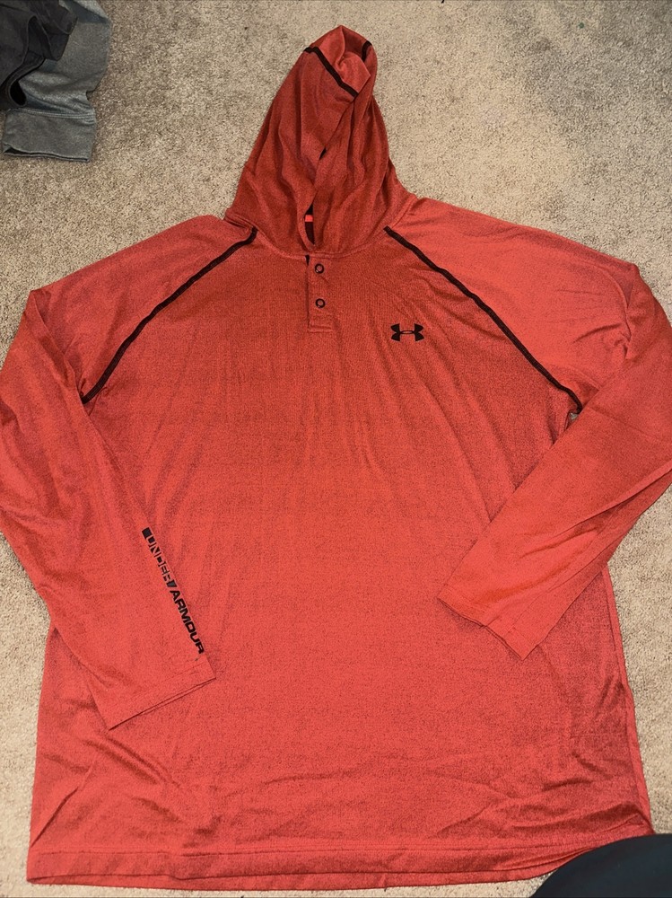 Under Armour Men's Hoodie Sweatshirt XL Loose Fit Red HeatGear EUC