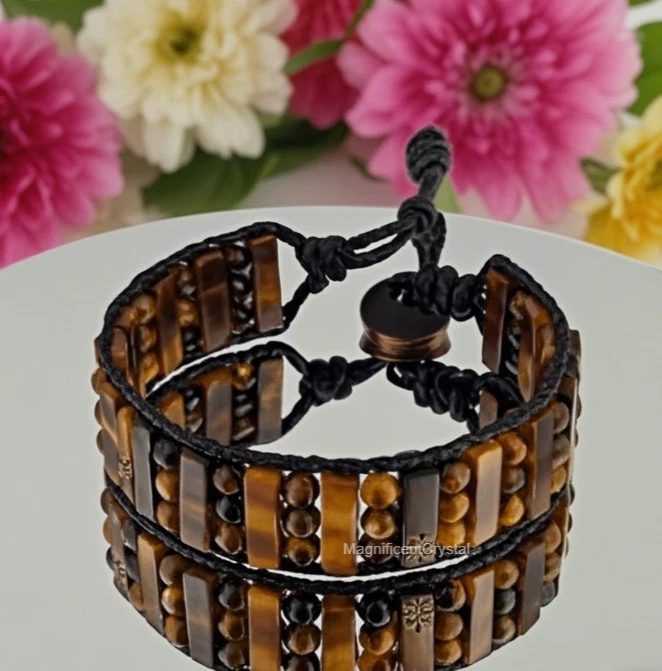 Natural Tiger's Eye Stone Bracelet for Men Energy Crystal Father's Day Gift - Image 2 of 4