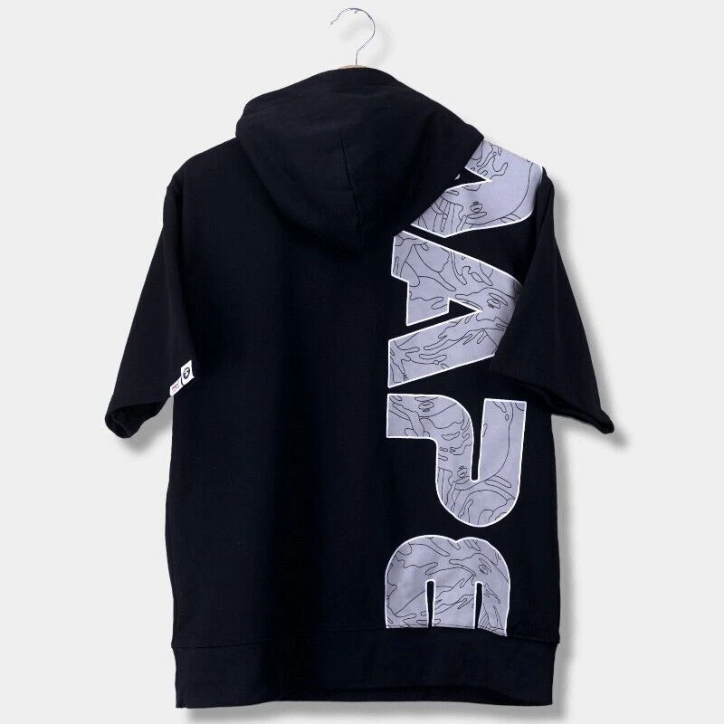 AAPE By A Bathing Ape Short Sleeve Hoodie Black Mens S Small