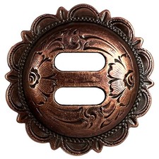 WESTERN SADDLE HEADSTALL TACK ANTIQUE COPPER ENGRAVED SLOTTED CONCHO 1-1/2"