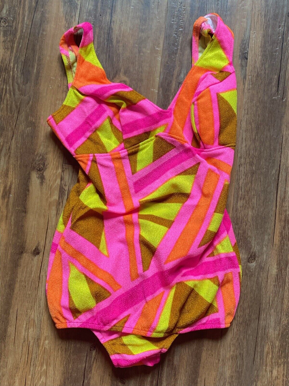 Vintage 1960s 1970s Bathing suit bright psychedel… - image 2