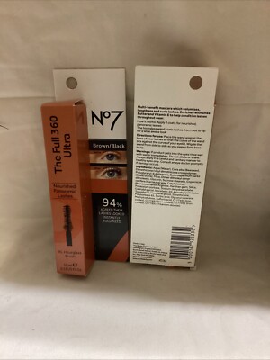 2x No7 The Full 360 Ultra Nourished Panoramic Lashes Brown/Black