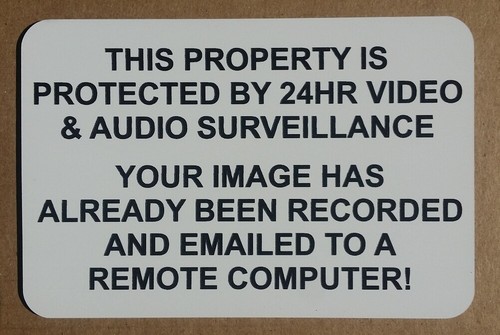 24HR Video Audio Surveillance Sign Plaque 15cm x 10cm CCTV Remote Email Security - Picture 48 of 94