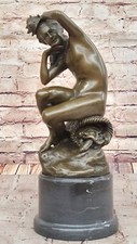 Early 20th Century Carpeaux Nude Woman on Fish Basket - Hand Made Bronze Gift