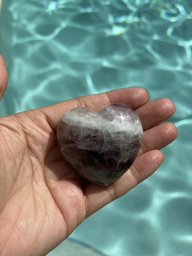 1 Genuine Natural Rainbow Fluorite Puffy Heart Palm Stone Crystal: Small - Picture 20 of 21