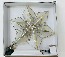 Kurt Alder 10-Light 6-Point Capiz Star Christmas Treetop, 9-Inch, Gold