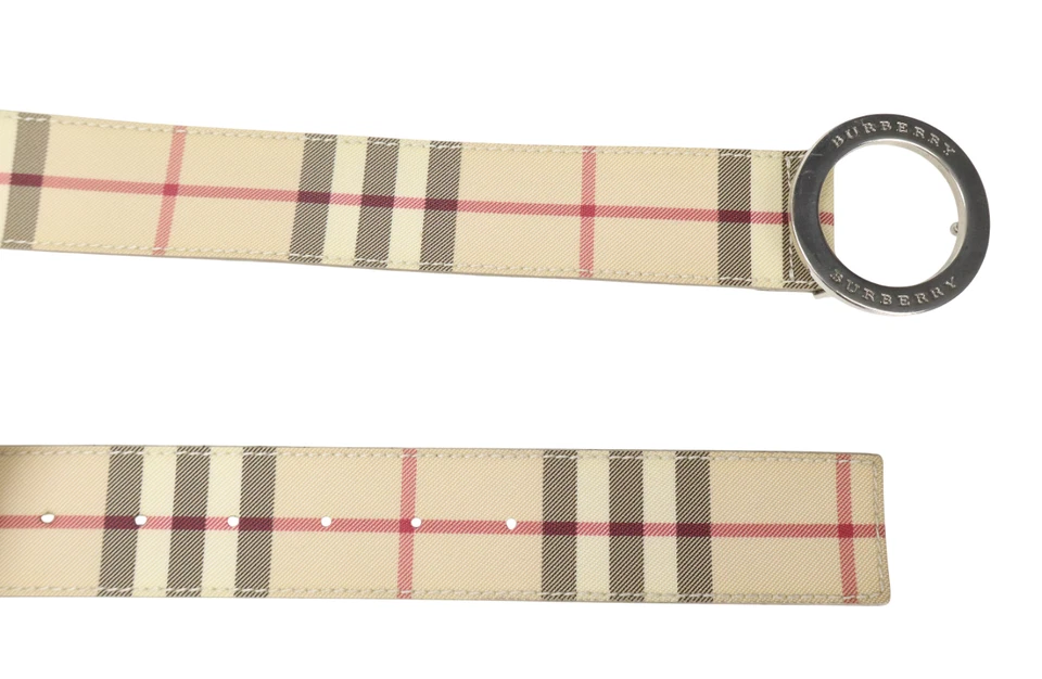 Cinturón para mujer BURBERRY 39/90 patrón a cuadros Nova logotipo redondo hebilla ajustable Foto 4 de 4