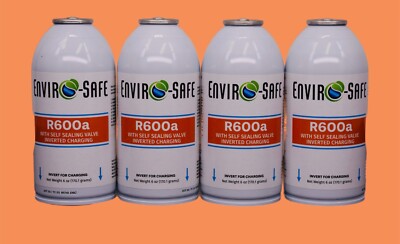 Enviro-Safe R600a Refrigerant w/ k28 Self-Sealing Cap | 4 Cans