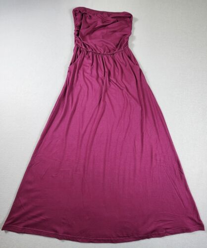 Strapless Bandeau Long Maxi Dress with Pockets Tube Top Flowy Womens Size Large  - Picture 1 of 8