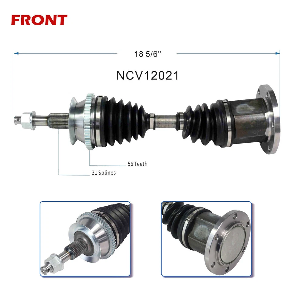 Пара передних осевых валов для 91–96 Dodge Dakota 2,5 л 3,9 л 5,2 л полный привод полный привод NCV12021 - Изображение 2 из 4