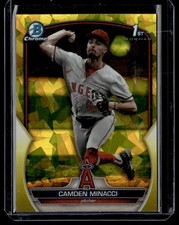 2023 Bowman Draft Chrome Sapphire Yellow Refractor Camden Minacci Rookie 44/75