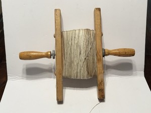 Vintage WINDBREAKER Wooden Kite Reel Spool with String In Good Used Condition