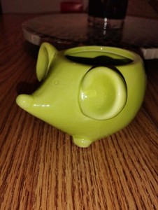 Green Fully Glazed Ceramic Miss Mouse Planter by Chive * Cute Home Decor