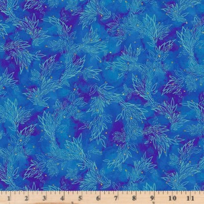 Painted Sea Leafy Sea Trails Blue  05946B  by half yard continuous cuts