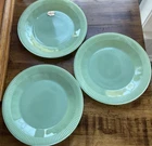 Set Of 3 Jadeite 9” Dinner Plates Jane Ray Ribbed Fire King