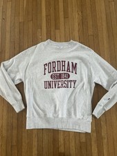 Reverse Weave Champion Light Gray Fordham University Crewneck Sweatshirt Med