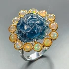 Handmade 12 ct+ Natural Tourmaline Ring 925 Sterling Silver Size 8 /R472574