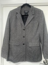 Levine Classics Gray Black Herringbone Blazer Jacket 21-2908-8 Lined Size 10