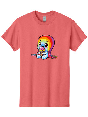 Rainbow-Narwhal Mens Graphic Tee, 100% Cotton, Casual Summer Wear