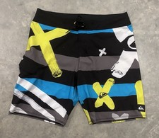 Quiksilver Board Shorts Mens Size 36 Multicolor Abstract Striped Surfer Swim Dad