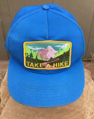 Skate Mental Take a Hike 90 s Hat Blue Snapback Cap Trucker Hiking Nature