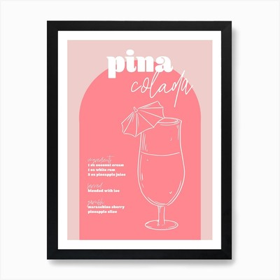Gerahmtes Wandbild Poster Leinwanddruck Bild Vintage Retro inspiriert Pina Colada