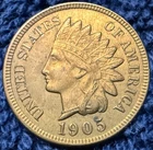 1905 Indian Cent  Penny - Brown UNC With Some Red Luster Showing