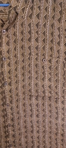 Porcini 100 % silk Short Sleeve Aztec Pyramid Beige/black Design XL shirt - Picture 6 of 7