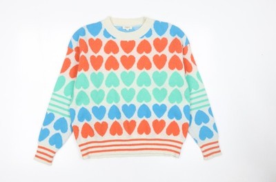 MOOCCI Paris Damen Strickpullover Mehrfarbig Herz One Size