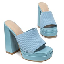 Elegant High Chunky Heel Mule Sandals for Women Chic Platform Summer...