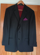 MENS FORMAL BLACK JACKET - 40R - SHORTER ARMS - 100% WOOL - EXCELLENT CONDITION