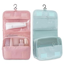2Pcs Foldable Hanging Travel Toiletry Bag,Waterproof Portable Travel Bags, Mu...